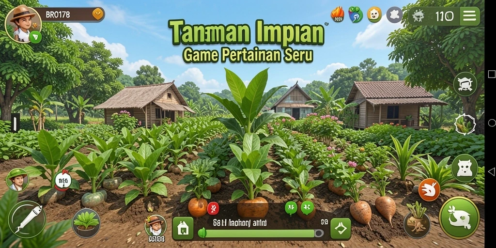 Tangkapan layar utama BRO178 menunjukkan keberagaman tanaman dan kebun yang ditawarkan.