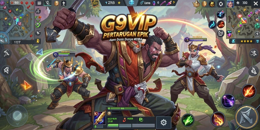 Tangkapan layar G9VIP menampilkan pertarungan seru di arena MOBA.