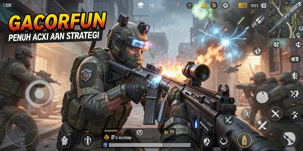 Tampilan aksi mendebarkan dari gameplay GACORFUN.