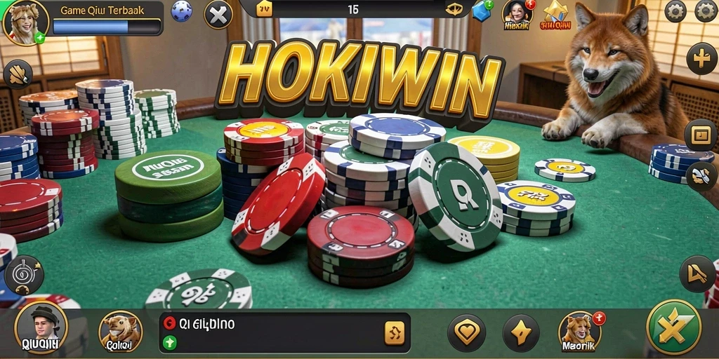Tampilan gameplay HOKIWIN dengan kartu QiuQiu yang menarik.