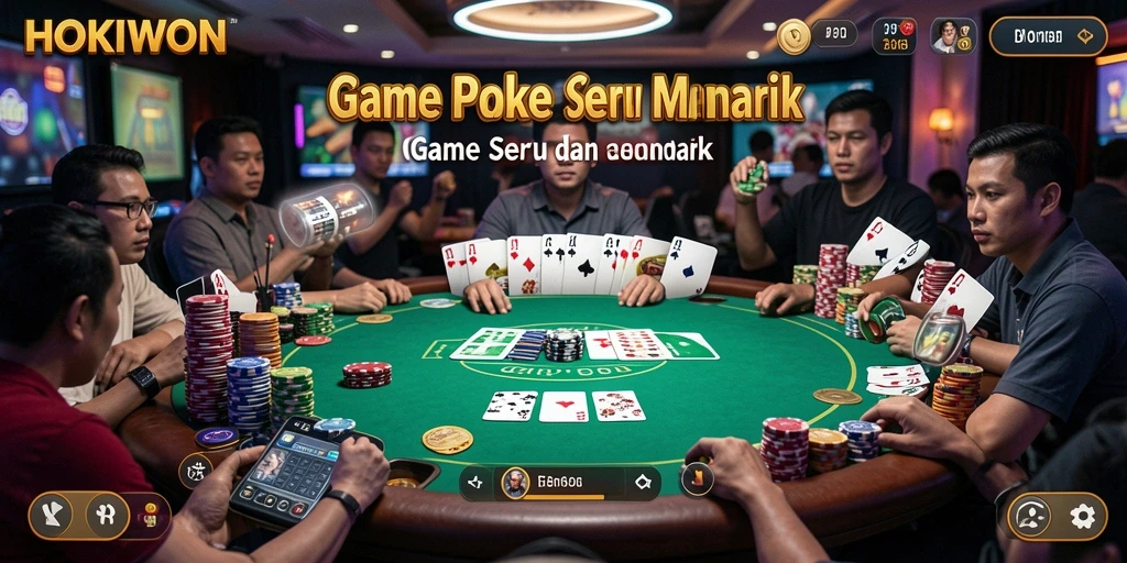Screenshot gameplay HOKIWON menampilkan aksi seru dalam permainan Poker.
