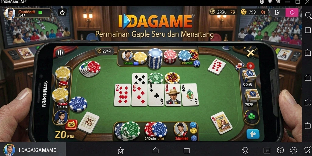 Tampilan gameplay seru pada IDAGAME saat bermain Gaple.