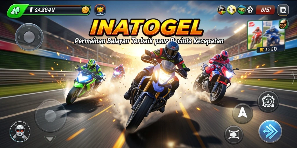 Screenshot gameplay INATOGEL menampilkan aksi balapan yang mendebarkan.