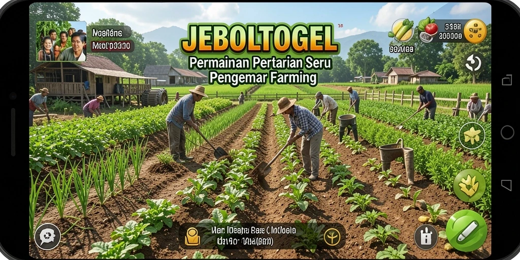 Tangkapan layar gameplay JEBOLTOGEL menampilkan aktivitas bertani yang seru.