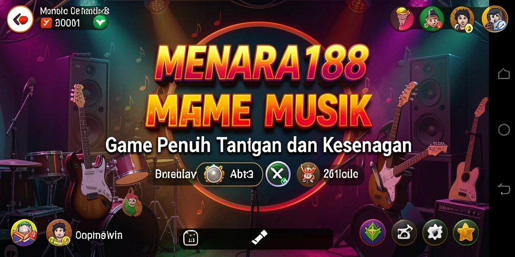 Tangkapan layar gameplay MENARA188 menunjukkan tantangan musik yang seru.