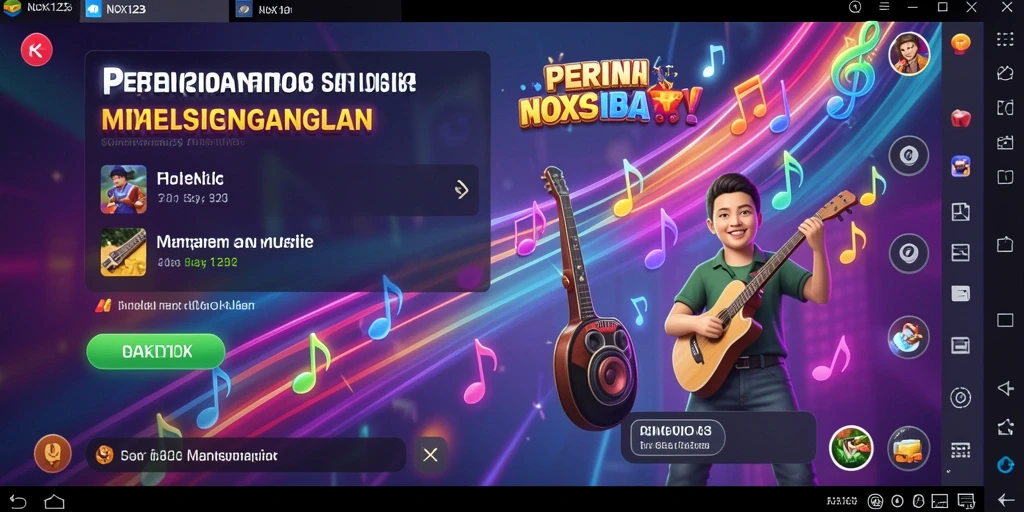 Tampilan gameplay menarik dari NOX123 dengan berbagai lagu yang menantang.