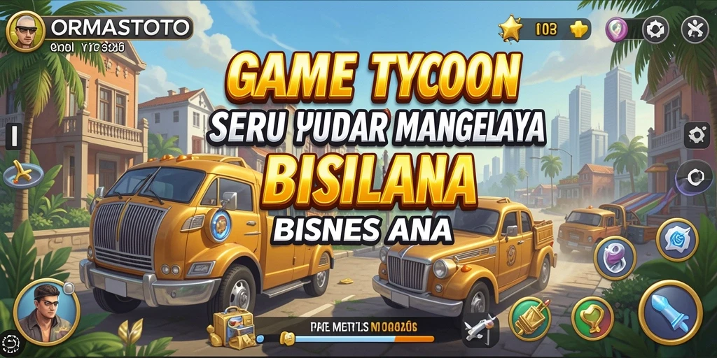 Tampilan gameplay ORMASTOTO yang seru dalam membangun bisnis Tycoon.