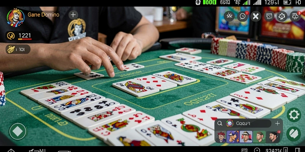 Tampilan gameplay Domino yang menarik dan interaktif di QQ1221.