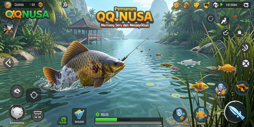 Tampilan gameplay memancing yang seru di QQNUSA.