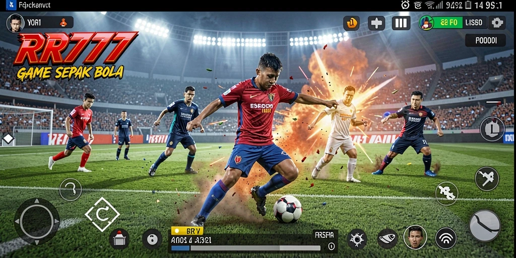Tampilan gameplay seru dalam permainan sepak bola RR777.