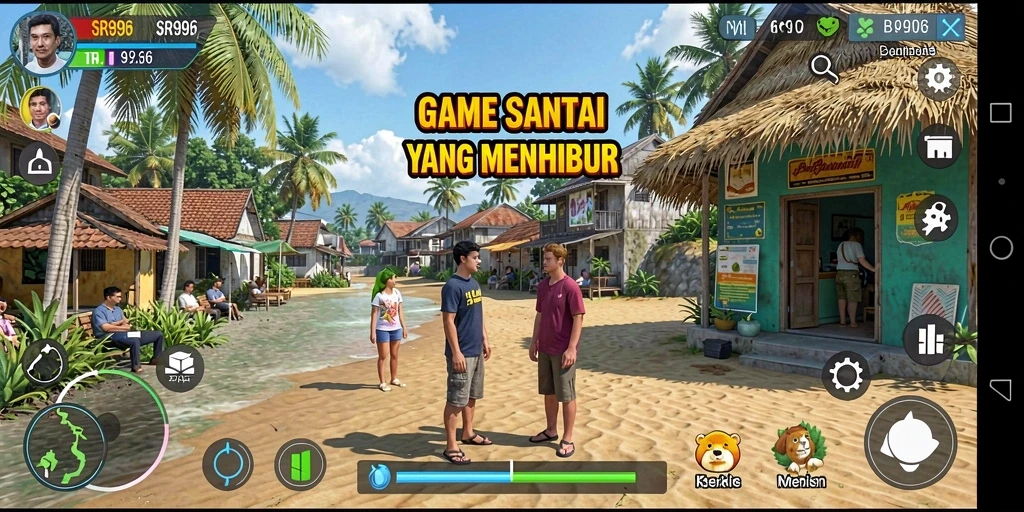 Tampilan gameplay SR996 dengan grafik cerah dan karakter menarik.