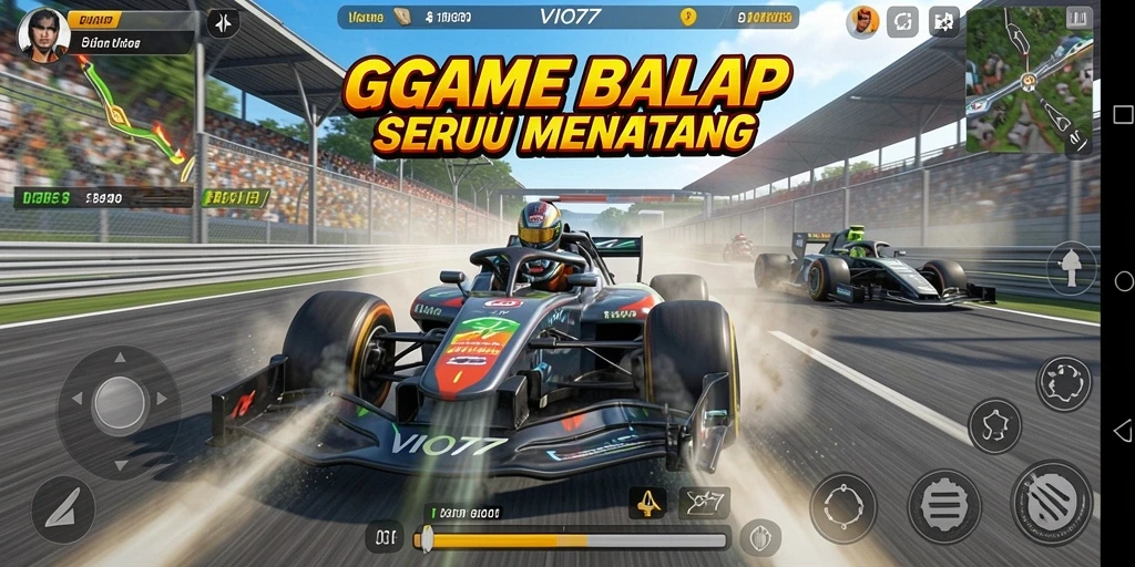 Tampilan gameplay VIO77 yang penuh aksi di lintasan balap.